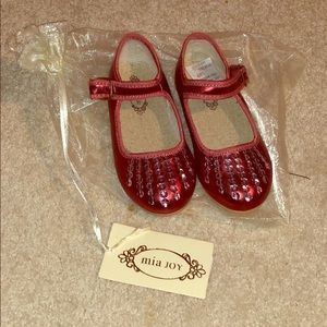 Joyfolie burgundy Mary Janes with silver sequins